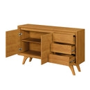 BUFFET PIAZZA 2 PORTAS 3 GAVETAS PÉS DE MADEIRA