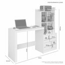 MESA DE ESTUDO COM ESTANTE ALANA 2 GAVETAS 4 NICHOS