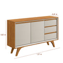 BUFFET PIAZZA 2 PORTAS 3 GAVETAS PÉS DE MADEIRA