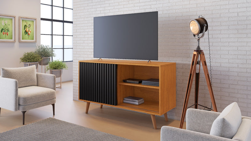 RACK CARINHO PARA TV 43'' COM PÉS E PORTA DE CORRER