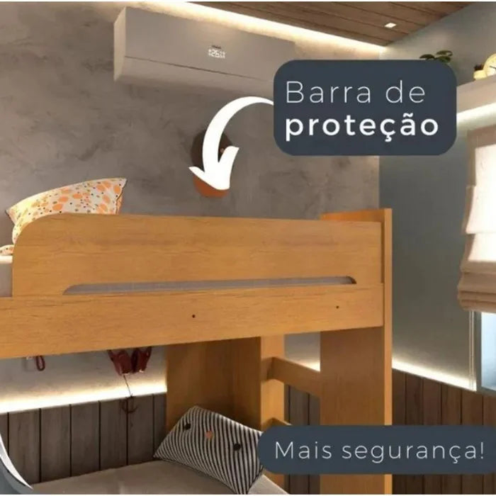 BELICHE SOLTEIRO 125 COM  ESCADA LATERAL  E  BARRA DE PROTEÇÃO