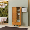 CRISTALEIRA VERSA COM LED 1 PORTA RIPADA 1 PORTA DE VIDRO