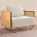 Poltrona moderna com braço em palha rattan Sextavado K-123