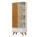 CRISTALEIRA VERSA COM LED 1 PORTA RIPADA 1 PORTA DE VIDRO