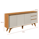 BUFFET PIAZZA 3 PORTAS E 3 GAVETAS COM PÉS DE MADEIRA