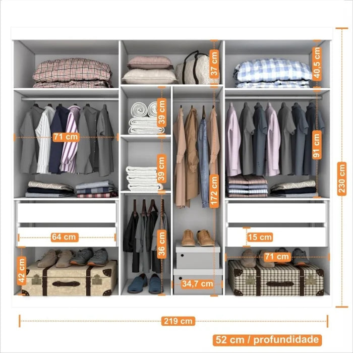GUARDA ROUPA CASAL UBERABA  6 PORTAS DE ABRIR 4 GAVETAS