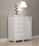 CÔMODA 046 COM 5 GAVETAS 1 PORTA  1 GAVETA COM CHEVE E PÉS DE MADEIRA