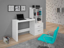 MESA DE ESTUDO COM ESTANTE ALANA 2 GAVETAS 4 NICHOS