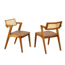 Cadeira Beatriz Com Encosto em Palha Mesclada Tingida, Kit Com 2 Unidades em Madeira Maciça