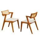 Cadeira Beatriz Com Encosto em Palha Mesclada Tingida, Kit Com 2 Unidades em Madeira Maciça