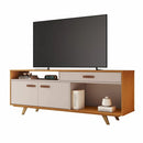 RACK ÍMPAR PARA TV 65'' PUXADORES EM COURO E PÉS DE MADEIRA