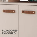 RACK ÍMPAR PARA TV 65'' PUXADORES EM COURO E PÉS DE MADEIRA