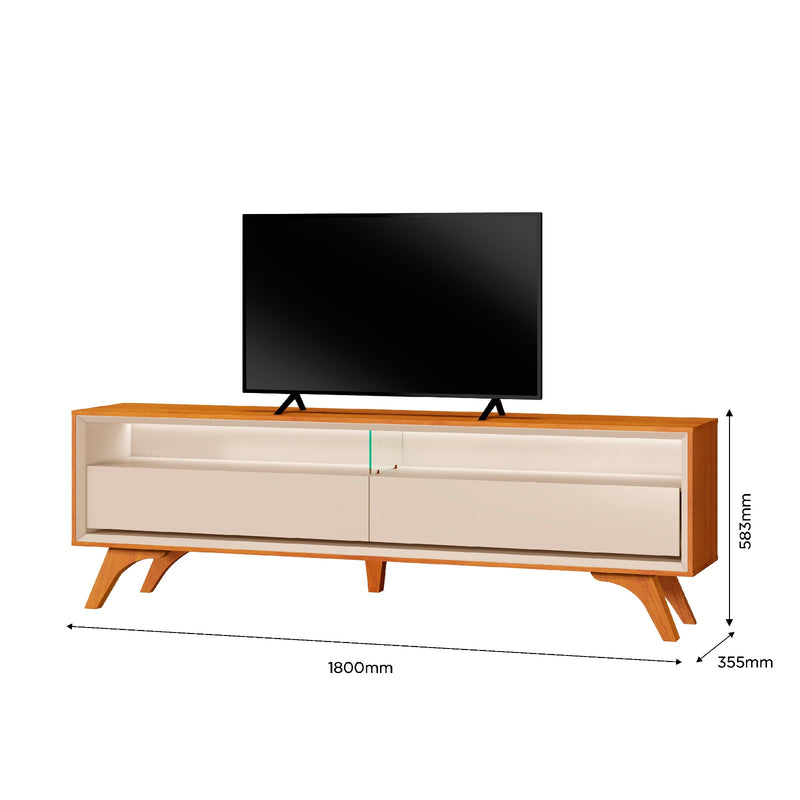 RACK AÚSTRIA  C/ LED P/ TV 70'' 1,80M NATURALLE / OFF WHITE