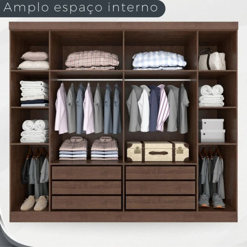 GUARDA ROUPA CASAL OLÍMPIA 6 PORTAS 6 GAVETAS DIVISAO ELE e ELA