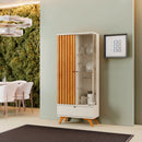 CRISTALEIRA VERSA COM LED 1 PORTA RIPADA 1 PORTA DE VIDRO