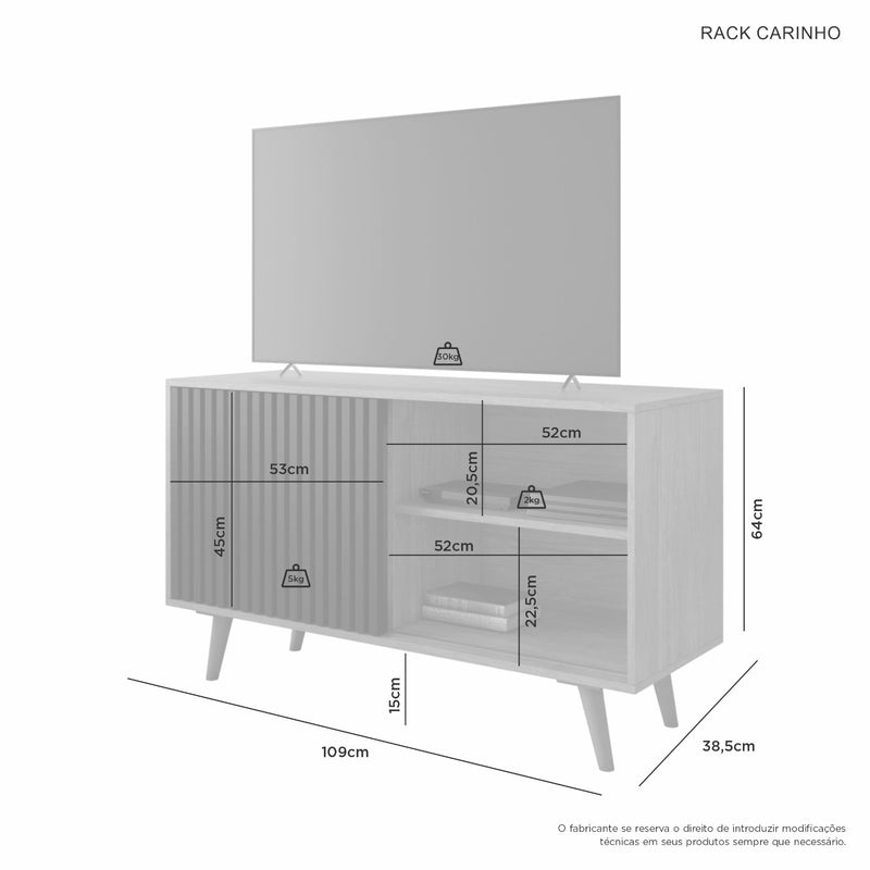 RACK CARINHO PARA TV 43'' COM PÉS E PORTA DE CORRER