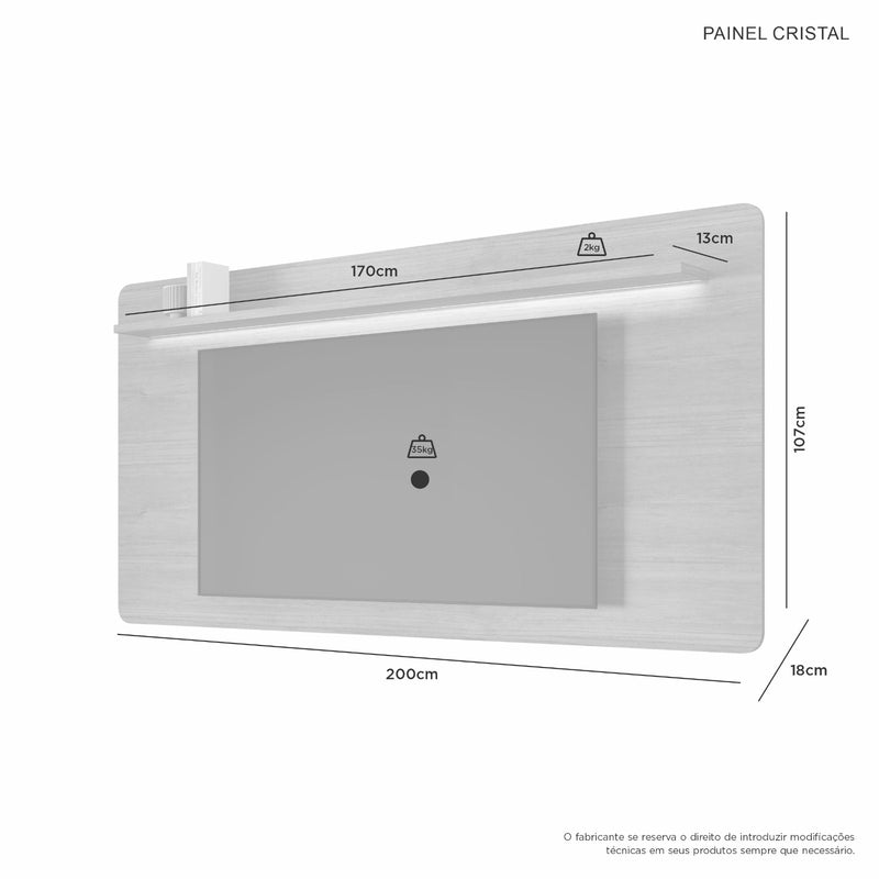 PAINEL CRISTAL PARA TV 70'' COM LED ACABAMENTO ARREDONDADO