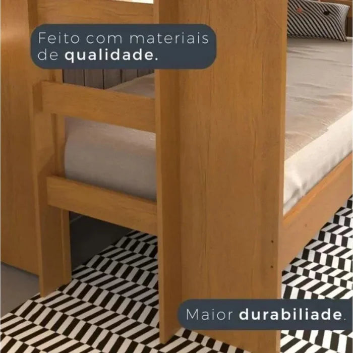BELICHE SOLTEIRO 125 COM  ESCADA LATERAL  E  BARRA DE PROTEÇÃO