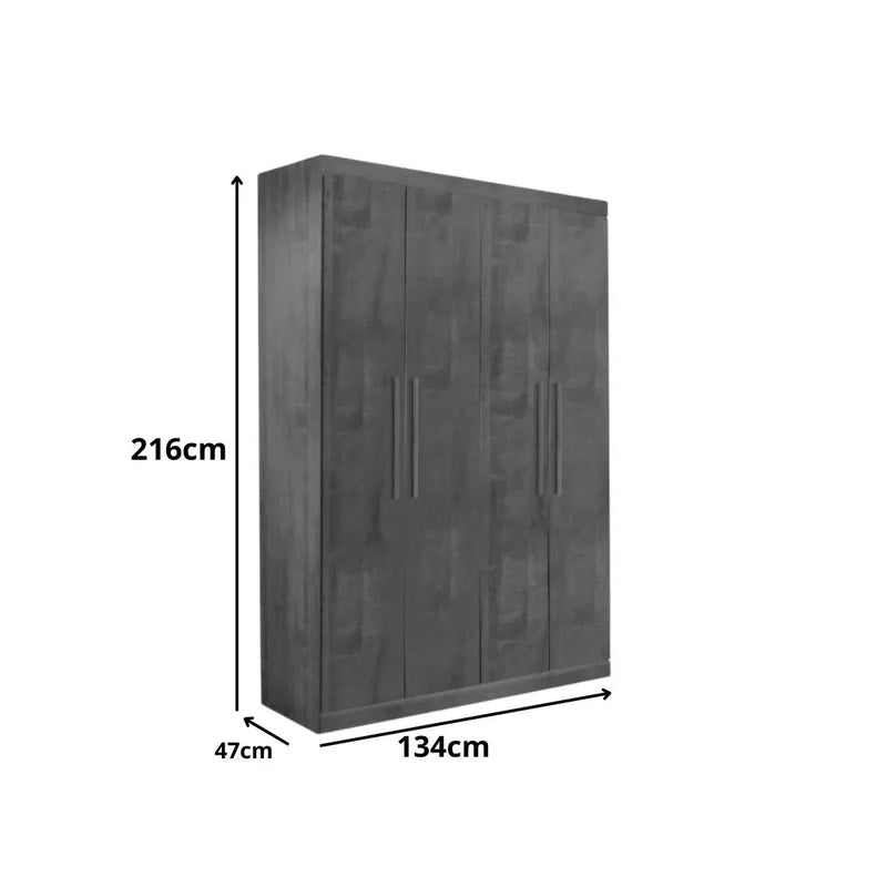 GUARDA ROUPA UBATUBA SOLTEIRO 4 PORTAS 3 GAVETAS