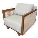 Poltrona moderna com braço em palha rattan Sextavado K-123