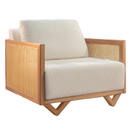 Poltrona moderna com braço em palha rattan Sextavado K-123