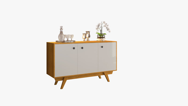 BUFFET HARMONIA COM 3 PORTAS E PÉS DE MADEIRA MACIÇA