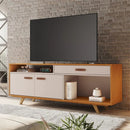 RACK ÍMPAR PARA TV 65'' PUXADORES EM COURO E PÉS DE MADEIRA