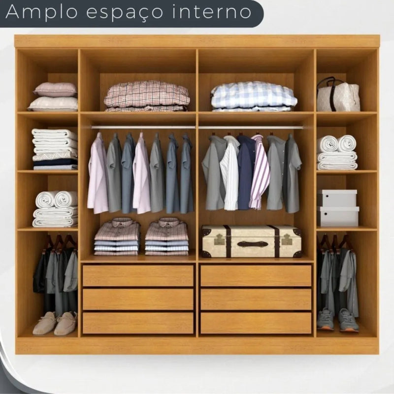 GUARDA ROUPA CASAL OLÍMPIA 6 PORTAS 6 GAVETAS DIVISAO ELE e ELA