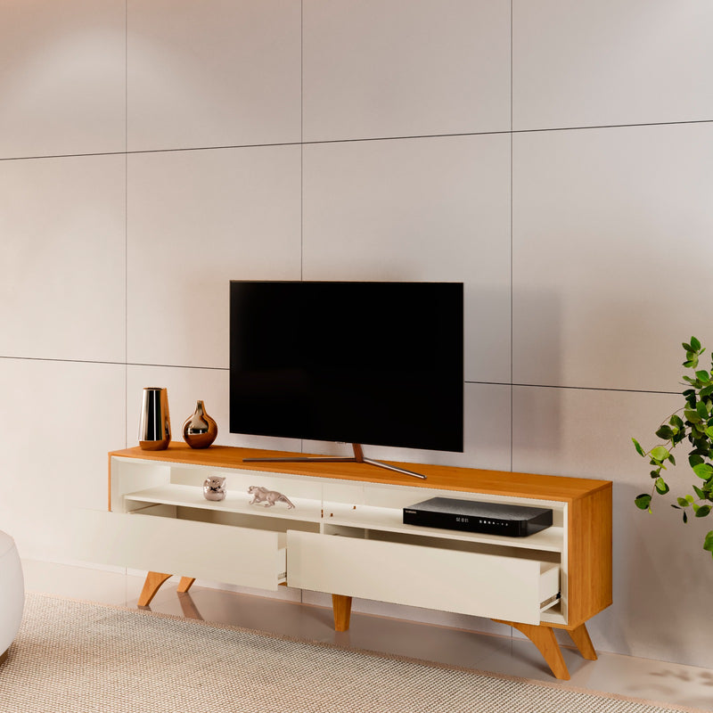 RACK AÚSTRIA  C/ LED P/ TV 70'' 1,80M NATURALLE / OFF WHITE