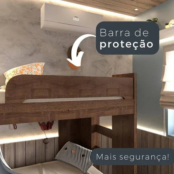 BELICHE SOLTEIRO 125 COM  ESCADA LATERAL  E  BARRA DE PROTEÇÃO