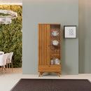 CRISTALEIRA VERSA COM LED 1 PORTA RIPADA 1 PORTA DE VIDRO