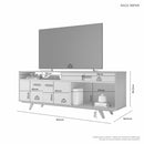 RACK ÍMPAR PARA TV 65'' PUXADORES EM COURO E PÉS DE MADEIRA
