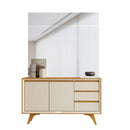 BUFFET PIAZZA 2 PORTAS 3 GAVETAS PÉS DE MADEIRA