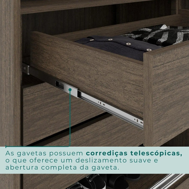 GUARDA ROUPA UBATUBA SOLTEIRO 6 PORTAS 3 GAVETAS