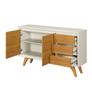 BUFFET PIAZZA 2 PORTAS 3 GAVETAS PÉS DE MADEIRA