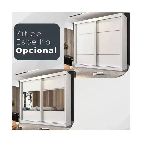 GUARDA ROUPA TRANCOSO 2 PORTAS DE CORRER COM ESPELHO CENTRAL 6 GAVETAS