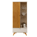 CRISTALEIRA VERSA COM LED 1 PORTA RIPADA 1 PORTA DE VIDRO