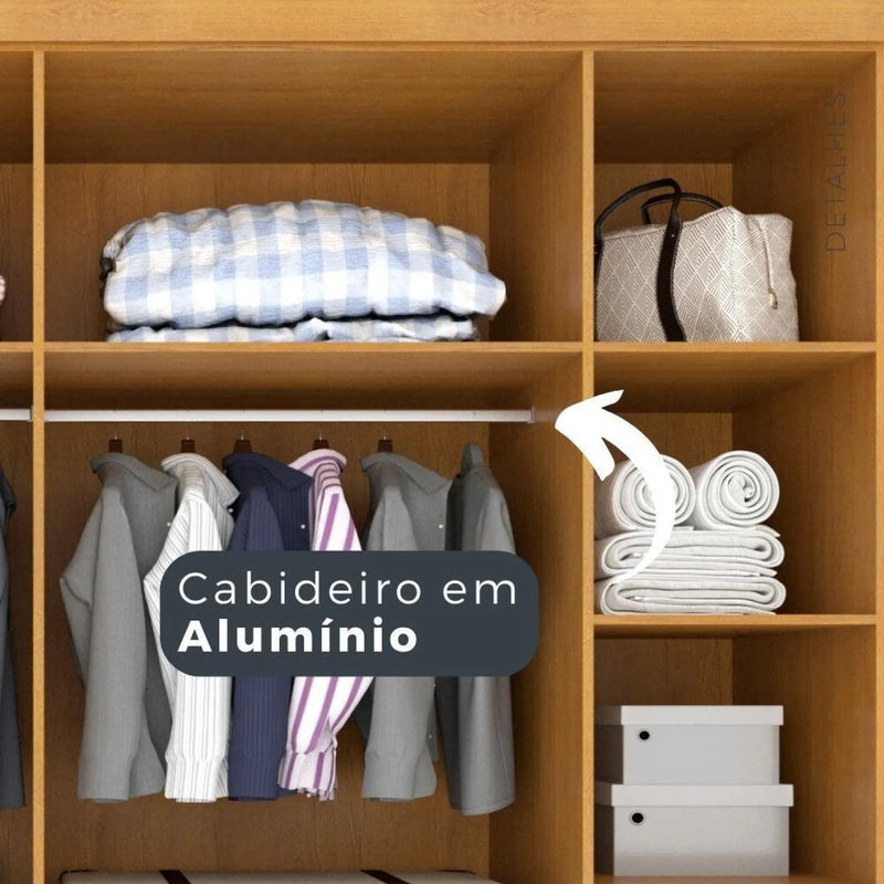 GUARDA ROUPA TRANCOSO 2 PORTAS DE CORRER COM ESPELHO CENTRAL 6 GAVETAS